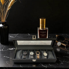 🕰️ Premium Leather Watch Storage Box – 6 Slot Organizer ✨