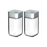 DailyNeedDeals | Set of 2 Modern Square Glass Spice Shakers with Stainless Steel Top
