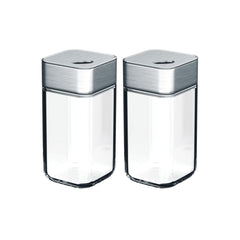 DailyNeedDeals | Set of 2 Modern Square Glass Spice Shakers with Stainless Steel Top