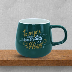 DailyNeedDeals | "I Love You" Dark Green Ceramic Coffee Mug - Round Belly Shape