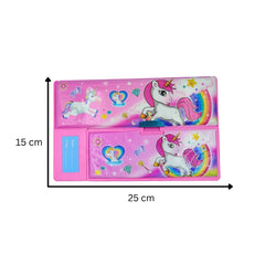 DailyNeedDeals | Large Unicorn Rainbow Pop-Up Pencil Case - Pink Double-Sided Geometry Box