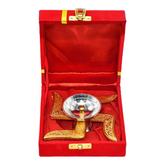 Ein Sof Swastik Brass Akhand Diya for Puja with Gift Box, Gold & White Akhand Diyas Pooja Room Decoration, Return Gift & House Warming Gift