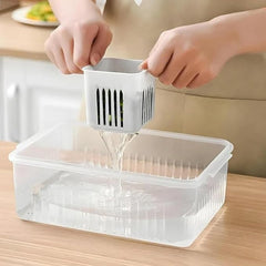 DailyNeedDeals | Modular Fridge Vegetable & Fruit Storage Container with Drain Baskets