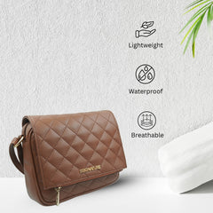 DailyNeedDeals | Quilted Brown Sling Bag - Lightweight & Waterproof Crossbody Purse