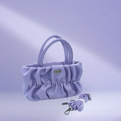 DailyNeedDeals | Lavender Ruched Mini Tote Bag - Lightweight Gathered Cloud Style Handbag