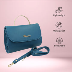 DailyNeedDeals | Teal Mini Satchel Handbag - Lightweight Top Handle with Crossbody Strap