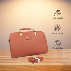 DailyNeedDeals | Terra Cotta Structured Handbag - Lightweight & Waterproof Shoulder Satchel