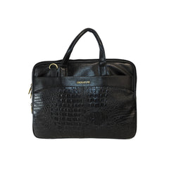 DailyNeedDeals | Black Croc-Embossed Professional Laptop Briefcase - Signature Collection