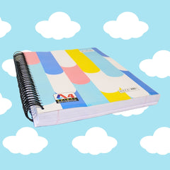 DailyNeedDeals | A4 Spiral Notebook - Pastel Vertical Geometric Cover | Soft Color Block Design |500Page