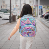 Pastel Unicorn & Puppy Hardshell Backpack | Girls' School Bag with Adjustable Straps