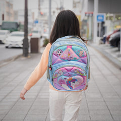 Pastel Unicorn & Puppy Hardshell Backpack | Girls' School Bag with Adjustable Straps