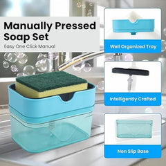 DailyNeedDeals 2-in-1 Manual Dish Soap Dispenser and Sponge Holder
