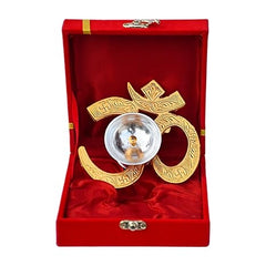 OM Brass Diya for Puja (Medium Size, Silver and Golden Plated) | Puja Dia for Mandir | Lantern Diya Return Gift (with Box)