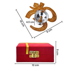 OM Brass Diya for Puja (Medium Size, Silver and Golden Plated) | Puja Dia for Mandir | Lantern Diya Return Gift (with Box)