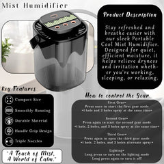 DailyNeedDeals⢠3000ml Bedroom Humidifier USB Height 21cm