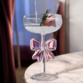 💖 Pink Bow Cocktail Glass – Elegant Designer Coupe Glass for Drinks, Parties & Gifting