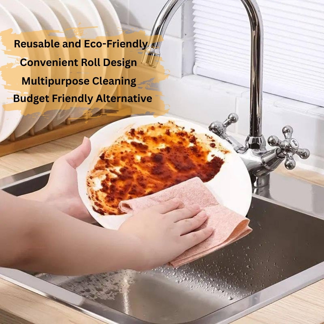 DailyNeedDeals Reusable Perforated Coconut Shell Soft Cleaning Cloth Roll (25 Sheets)