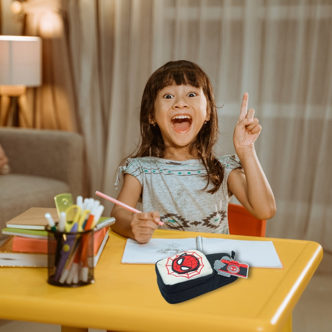 DailyNeedDeals: Marvel Spider-Man Durable Pencil Pouch with Camera Keychain Charm