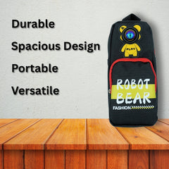 DailyNeedDeals: Durable 'Robot Bear' Black Pencil Pouch / Utility Bag
