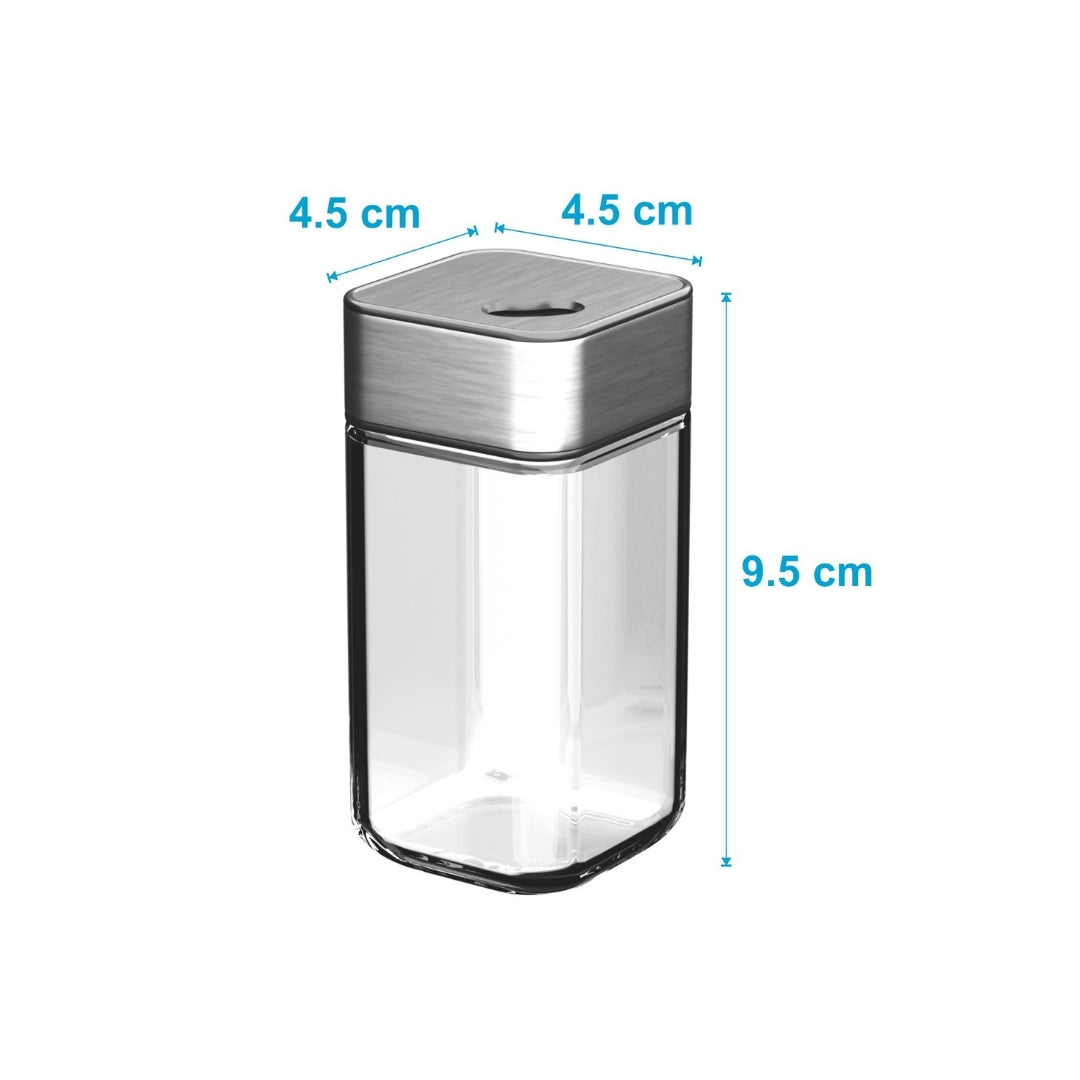 DailyNeedDeals | Set of 2 Modern Square Glass Spice Shakers with Stainless Steel Top