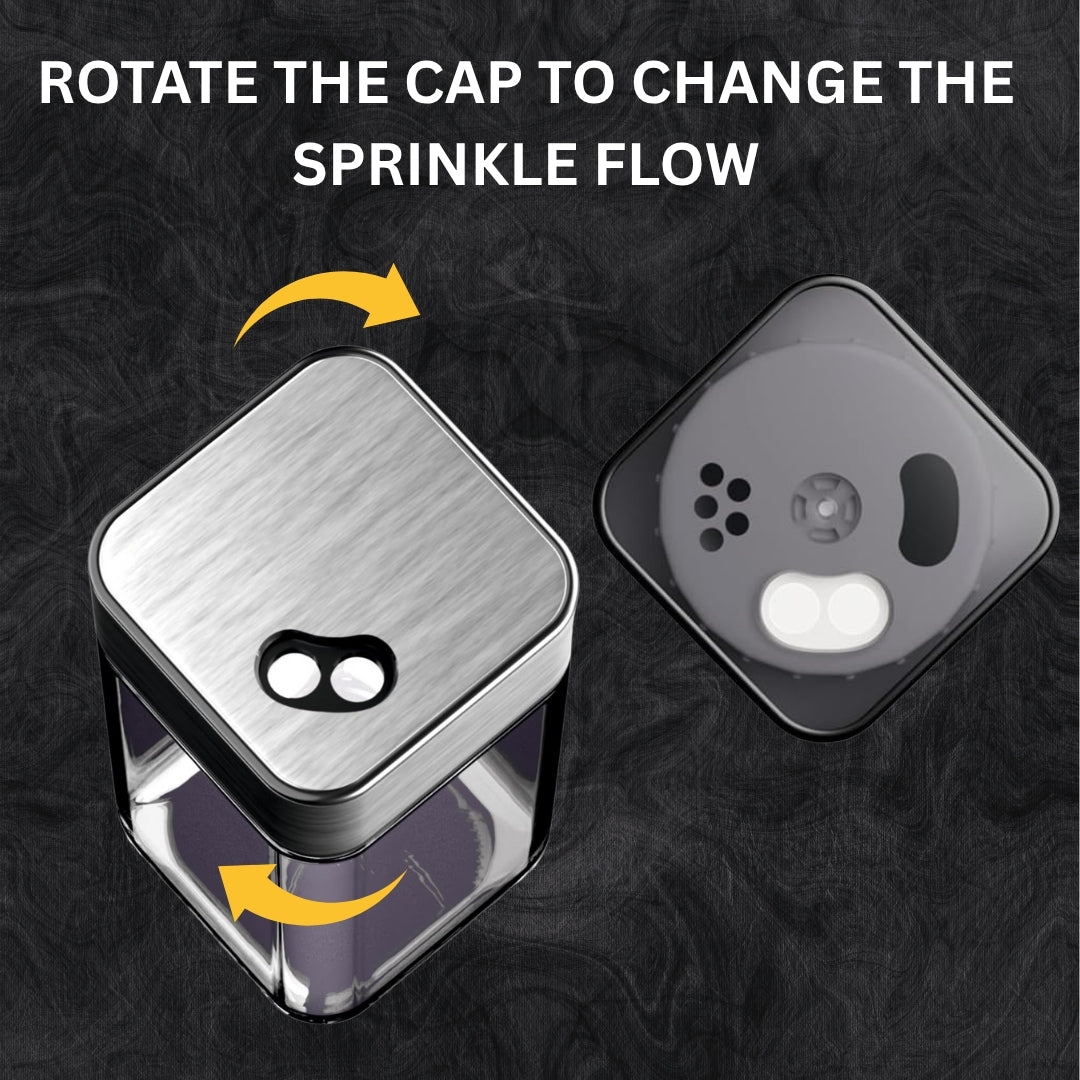 DailyNeedDeals | Set of 2 Modern Square Glass Spice Shakers with Stainless Steel Top