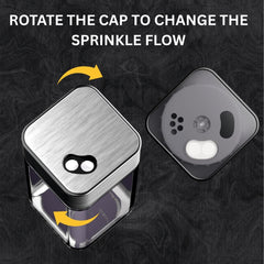 DailyNeedDeals | Set of 2 Modern Square Glass Spice Shakers with Stainless Steel Top