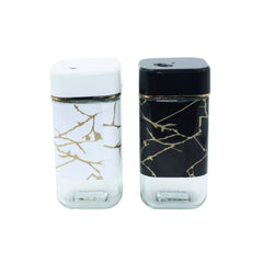 DailyNeedDeals | Set of 2 Luxury Marble-Effect Spice Shakers - Black &amp; White Gold Finish