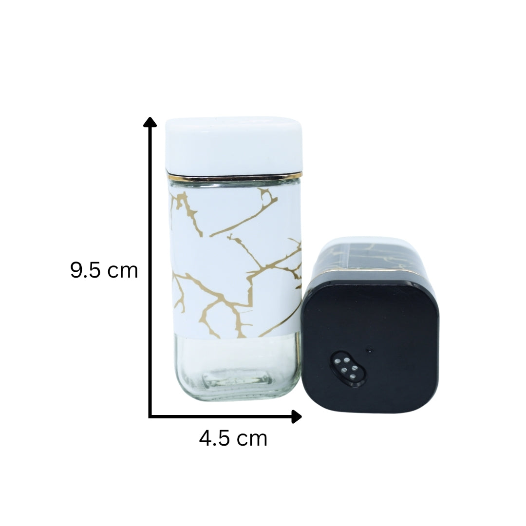 DailyNeedDeals | Set of 2 Luxury Marble-Effect Spice Shakers - Black &amp; White Gold Finish