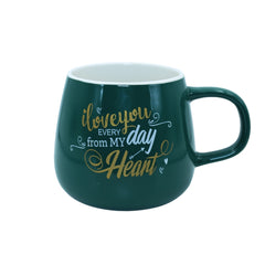 DailyNeedDeals | "I Love You" Dark Green Ceramic Coffee Mug - Round Belly Shape