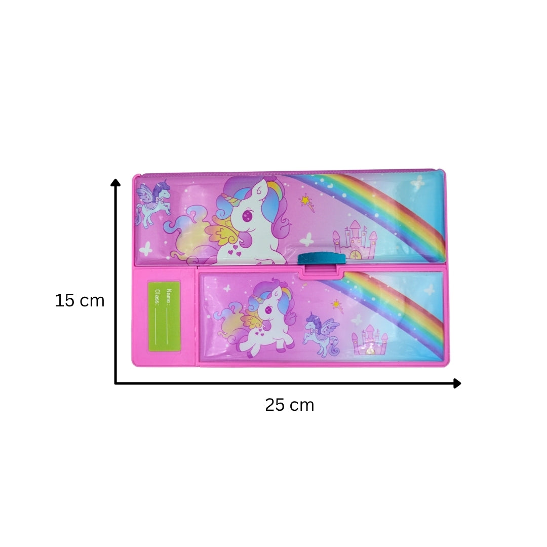 DailyNeedDeals | Unicorn Multi-Function Pencil Box with Built-In Calculator - Hot Pink
