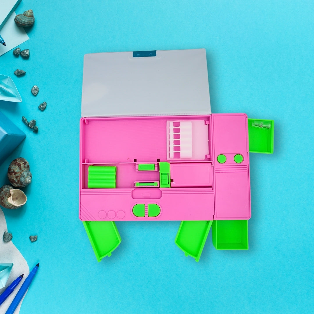 DailyNeedDeals | Unicorn Multi-Function Pencil Box with Built-In Calculator - Hot Pink