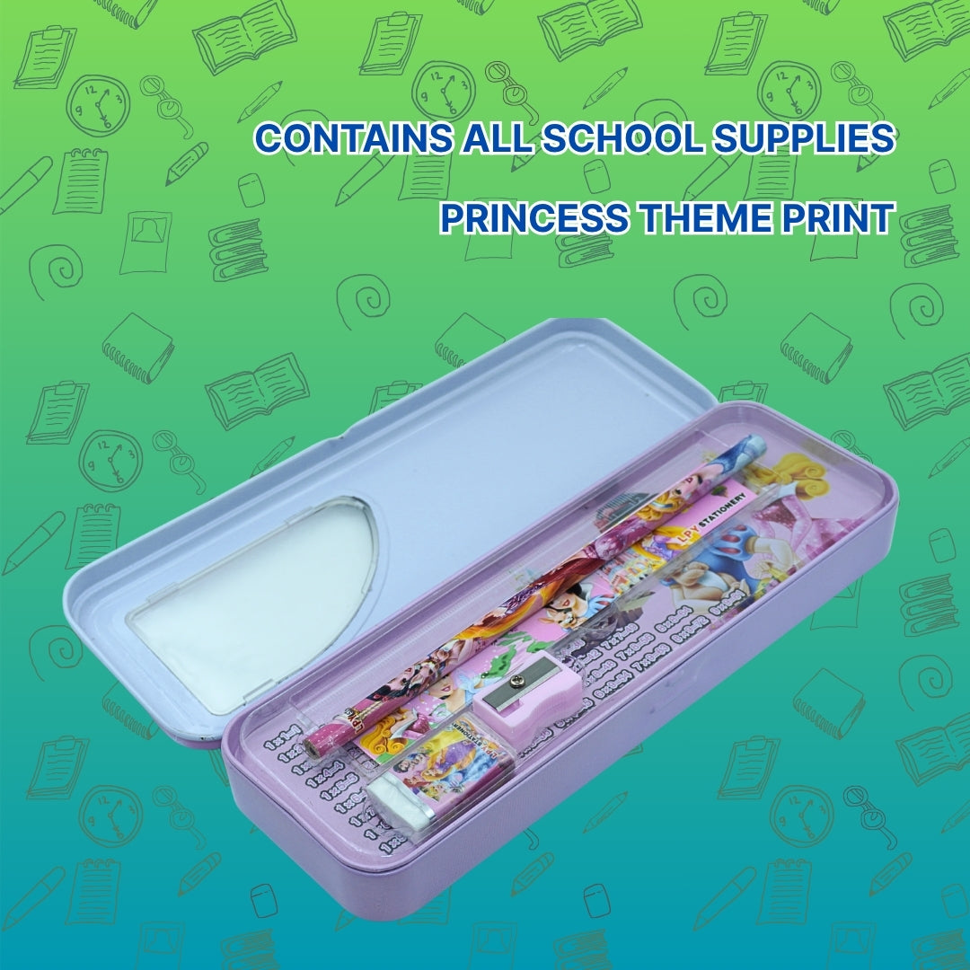 DailyNeedDeals | Disney Frozen Theme Metal Pencil Box - Elsa, Anna, and Olaf Stationery Set