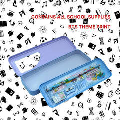 DailyNeedDeals | BT21 Characters Metal Pencil Box - Winter Theme Stationery Case