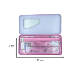 DailyNeedDeals | Magic Unicorn Pink Metal Pencil Case - Long Stationery Box with Times Table
