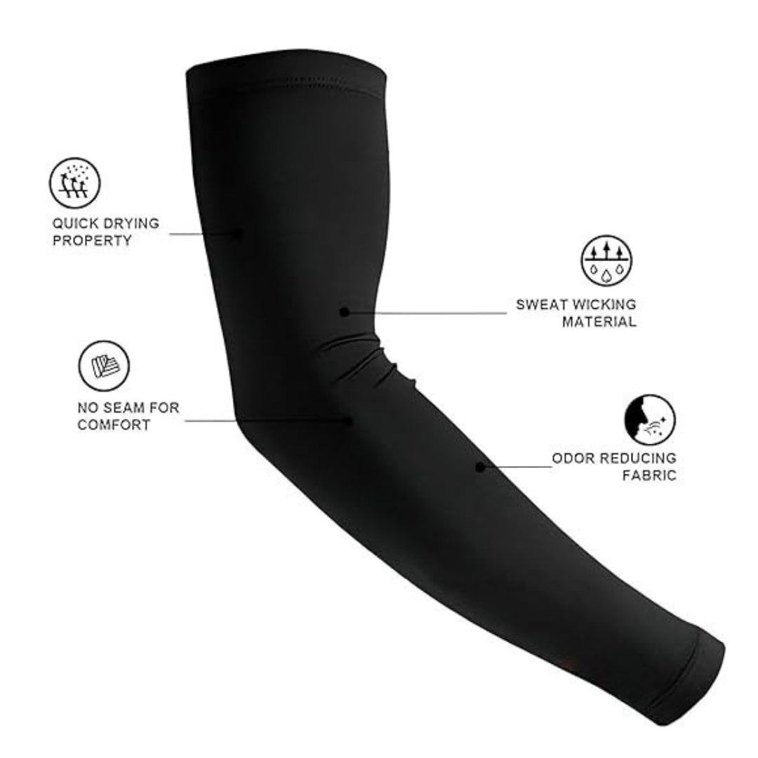 DailyNeedDeals | Black Compression Arm Sleeve - UV Protection & Odor Reducing Sports Gear