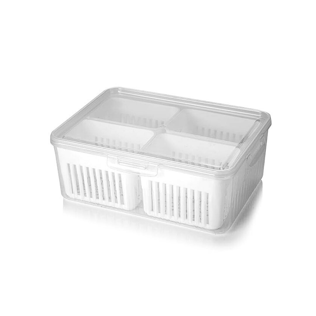 DailyNeedDeals | Modular Fridge Vegetable & Fruit Storage Container with Drain Baskets