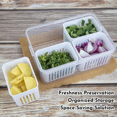 DailyNeedDeals | Modular Fridge Vegetable & Fruit Storage Container with Drain Baskets
