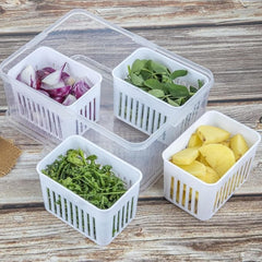 DailyNeedDeals | Modular Fridge Vegetable & Fruit Storage Container with Drain Baskets