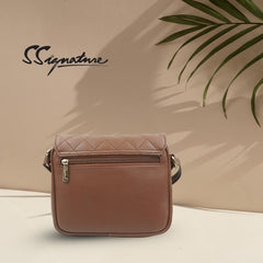 DailyNeedDeals | Quilted Brown Sling Bag - Lightweight &amp; Waterproof Crossbody Purse