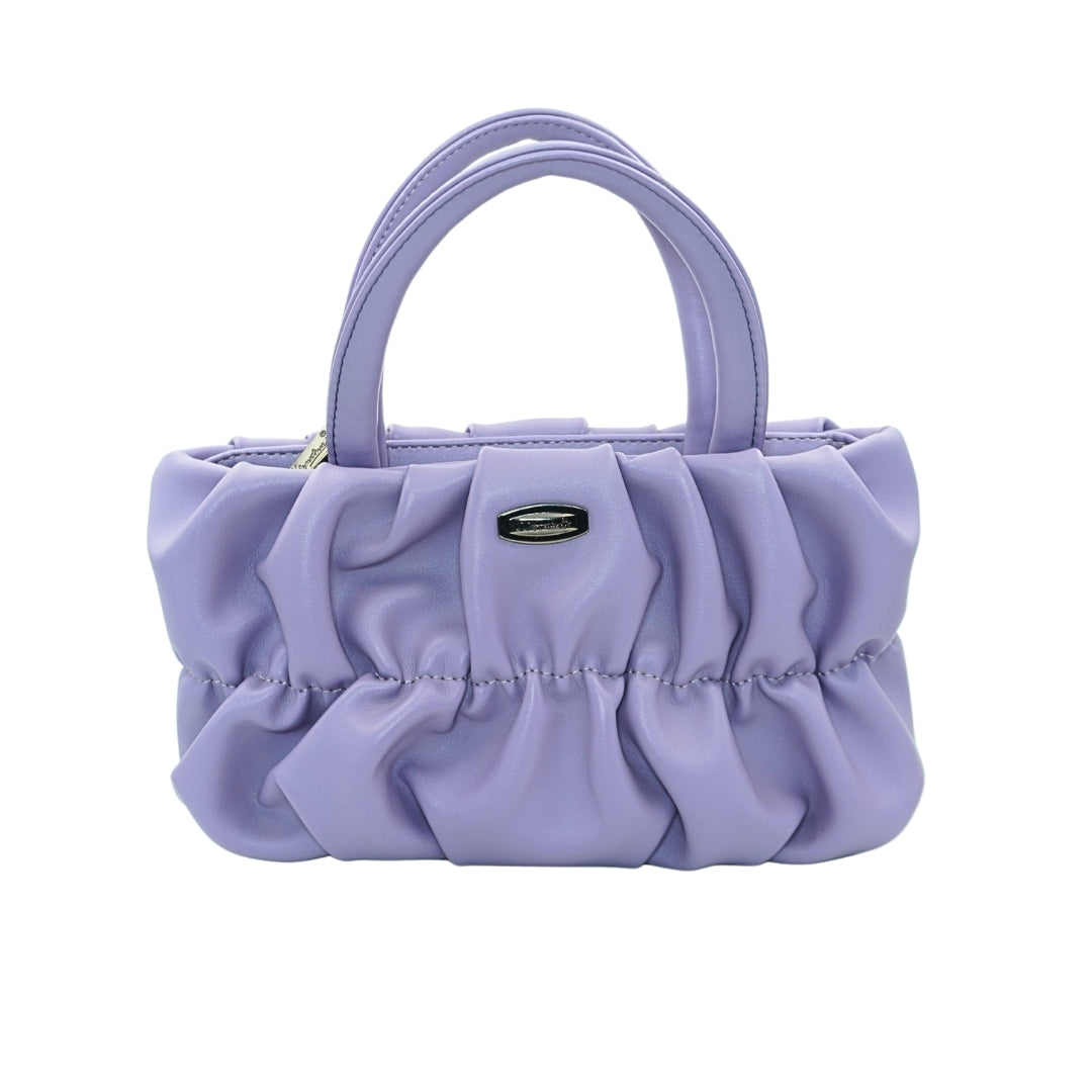 DailyNeedDeals | Lavender Ruched Mini Tote Bag - Lightweight Gathered Cloud Style Handbag