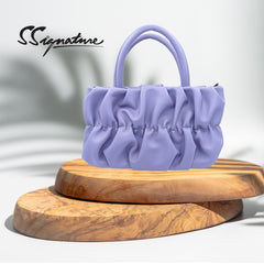 DailyNeedDeals | Lavender Ruched Mini Tote Bag - Lightweight Gathered Cloud Style Handbag