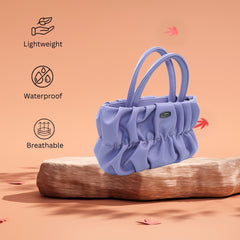 DailyNeedDeals | Lavender Ruched Mini Tote Bag - Lightweight Gathered Cloud Style Handbag
