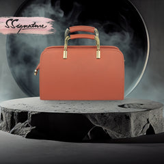 DailyNeedDeals | Terra Cotta Structured Handbag - Lightweight &amp; Waterproof Shoulder Satchel