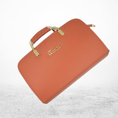 DailyNeedDeals | Terra Cotta Structured Handbag - Lightweight &amp; Waterproof Shoulder Satchel