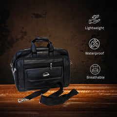 DailyNeedDeals | Classic Black Formal Office Bag - Lightweight, Waterproof Laptop Satchel