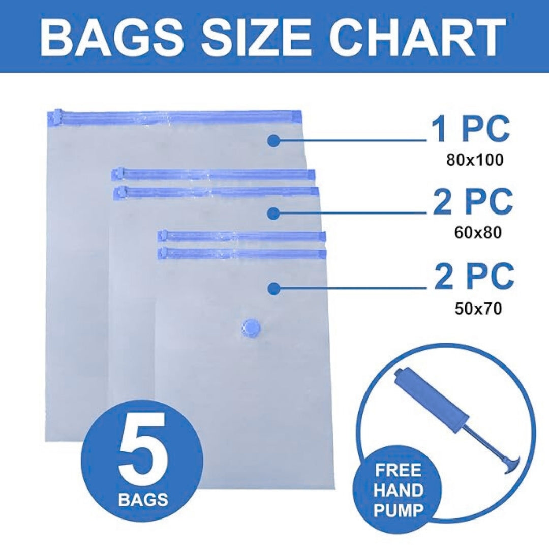 DailyNeedDeals | Space Saving Vacuum Storage Bags with Hand Pump - Reduce Volume by 80%