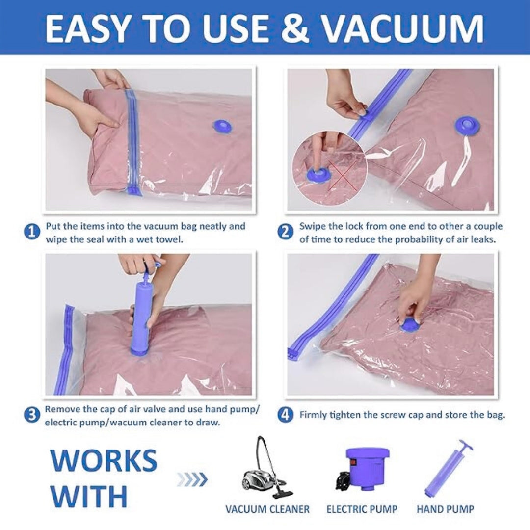DailyNeedDeals | Space Saving Vacuum Storage Bags with Hand Pump - Reduce Volume by 80%