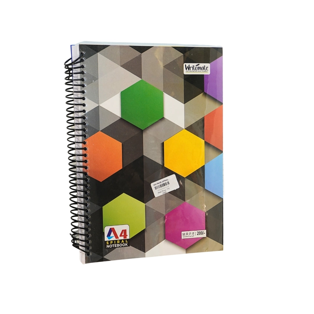 DailyNeedDeals | A4 Size Spiral Notebook - Geometric Hexagon Cover Design