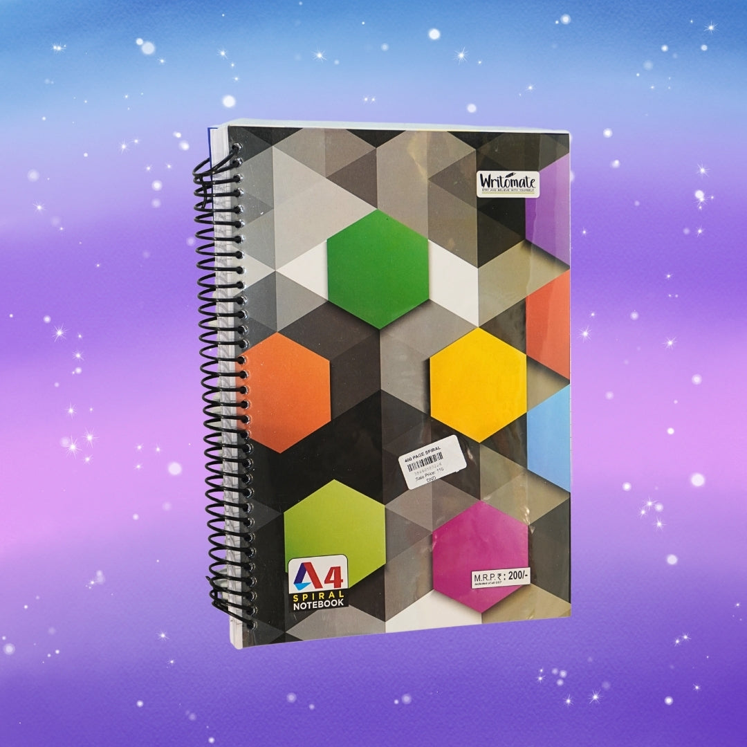 DailyNeedDeals | A4 Size Spiral Notebook - Geometric Hexagon Cover Design