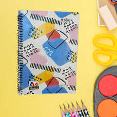 DailyNeedDeals | A4 Spiral Notebook - Modern Abstract Art Cover | Scribble Design